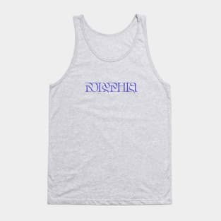 Vintage look Polyphia Distressed Text Blue Tank Top